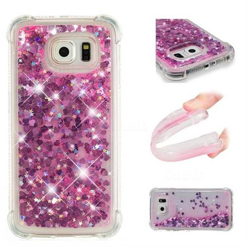 Dynamic Liquid Glitter Sand Quicksand TPU Case for Samsung Galaxy S6 Edge G925 - Pink Love Heart