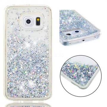 Dynamic Liquid Glitter Quicksand Sequins TPU Phone Case for Samsung Galaxy S6 Edge G925 - Silver
