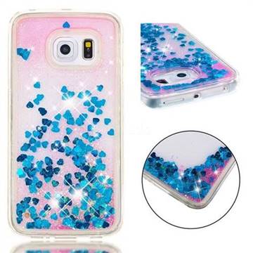 Dynamic Liquid Glitter Quicksand Sequins TPU Phone Case for Samsung Galaxy S6 Edge G925 - Blue