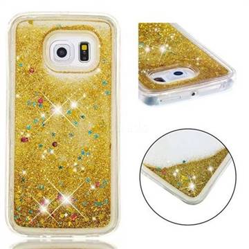 Dynamic Liquid Glitter Quicksand Sequins TPU Phone Case for Samsung Galaxy S6 Edge G925 - Golden