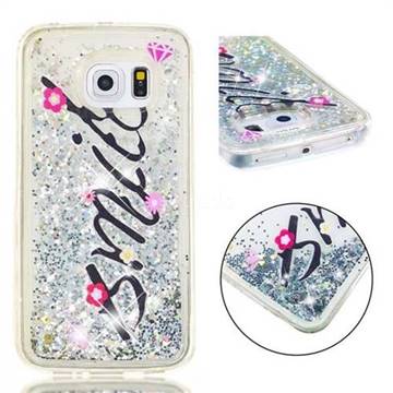 Smile Flower Dynamic Liquid Glitter Quicksand Soft TPU Case for Samsung Galaxy S6 Edge G925
