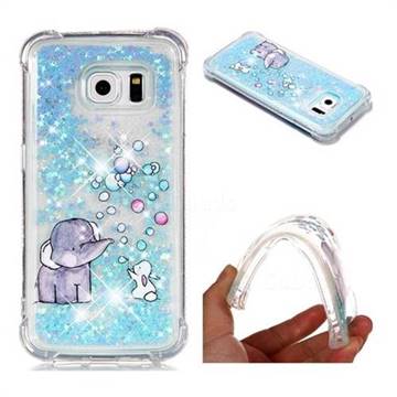 Bubble Jumbo Rabbit Dynamic Liquid Glitter Sand Quicksand Star TPU Case for Samsung Galaxy S6 Edge G925