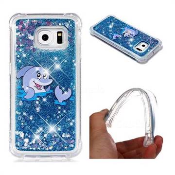 Happy Dolphin Dynamic Liquid Glitter Sand Quicksand Star TPU Case for Samsung Galaxy S6 Edge G925
