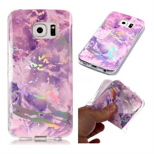Purple Marble Pattern Bright Color Laser Soft TPU Case for Samsung Galaxy S6 Edge G925