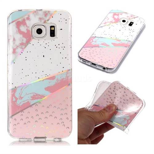 Matching Color Marble Pattern Bright Color Laser Soft TPU Case for Samsung Galaxy S6 Edge G925