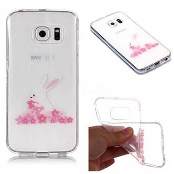 Cherry Blossom Rabbit Super Clear Soft TPU Back Cover for Samsung Galaxy S6 Edge G925