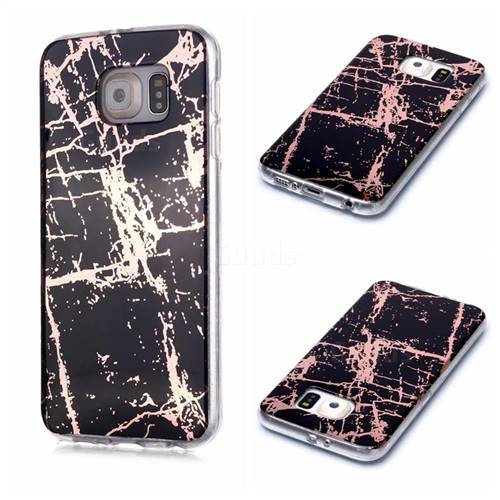 Black Galvanized Rose Gold Marble Phone Back Cover for Samsung Galaxy S6 Edge G925