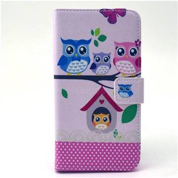 Family Owls Leather Wallet Case for Galaxy S6 Edge G925