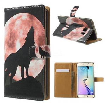 Moon Wolf Leather Wallet Case for Samsung Galaxy S6 Edge G925
