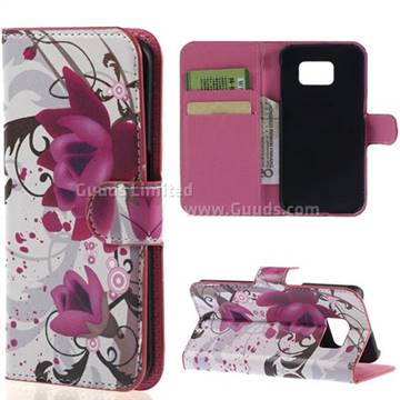 Watercolor Lotus Flower Leather Wallet Case for Samsung Galaxy S6 Edge G925