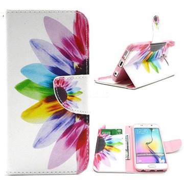 Seven-color Flowers Leather Wallet Case for Samsung Galaxy S6 Edge G925