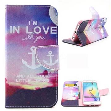 In Love Anchor Leather Wallet Case for Samsung Galaxy S6 Edge G925
