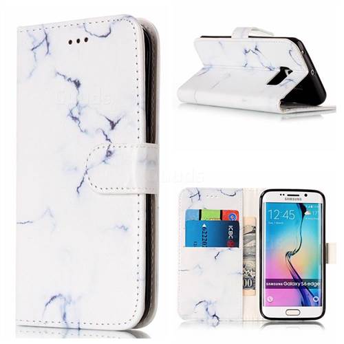 Soft White Marble PU Leather Wallet Case for Samsung Galaxy S6 Edge G925