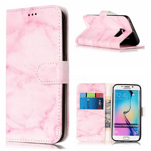 Pink Marble PU Leather Wallet Case for Samsung Galaxy S6 Edge G925