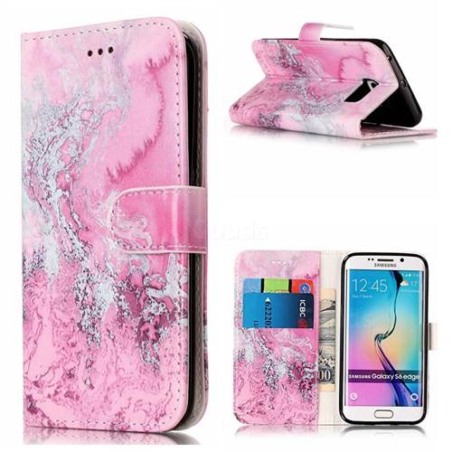 Pink Seawater PU Leather Wallet Case for Samsung Galaxy S6 Edge G925