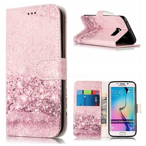 Glittering Rose Gold PU Leather Wallet Case for Samsung Galaxy S6 Edge G925