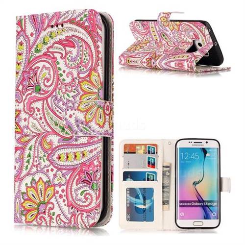 Pepper Flowers 3D Relief Oil PU Leather Wallet Case for Samsung Galaxy S6 Edge G925