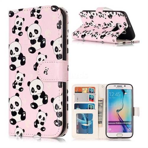 Cute Panda 3D Relief Oil PU Leather Wallet Case for Samsung Galaxy S6 Edge G925