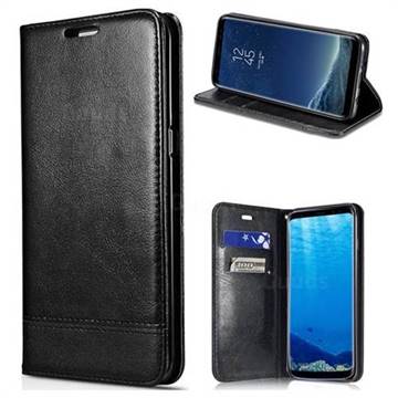 Magnetic Suck Stitching Slim Leather Wallet Case for Samsung Galaxy S6 Edge G925 - Black