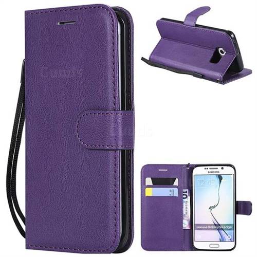 Retro Greek Classic Smooth PU Leather Wallet Phone Case for Samsung Galaxy S6 Edge G925 - Purple
