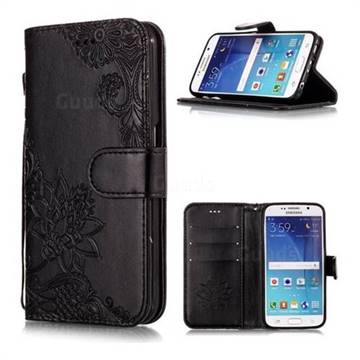 Intricate Embossing Lotus Mandala Flower Leather Wallet Case for Samsung Galaxy S6 Edge G925 - Black