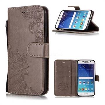 Intricate Embossing Lotus Mandala Flower Leather Wallet Case for Samsung Galaxy S6 Edge G925 - Gray