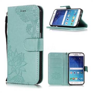 Intricate Embossing Lotus Mandala Flower Leather Wallet Case for Samsung Galaxy S6 Edge G925 - Green