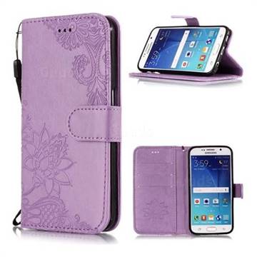 Intricate Embossing Lotus Mandala Flower Leather Wallet Case for Samsung Galaxy S6 Edge G925 - Purple