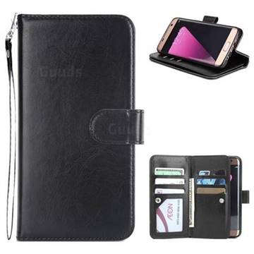 9 Card Photo Frame Smooth PU Leather Wallet Phone Case for Samsung Galaxy S6 Edge G925 - Black