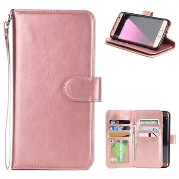 9 Card Photo Frame Smooth PU Leather Wallet Phone Case for Samsung Galaxy S6 Edge G925 - Rose Gold