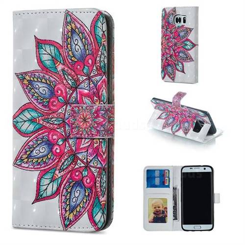Mandara Flower 3D Painted Leather Phone Wallet Case for Samsung Galaxy S6 Edge G925
