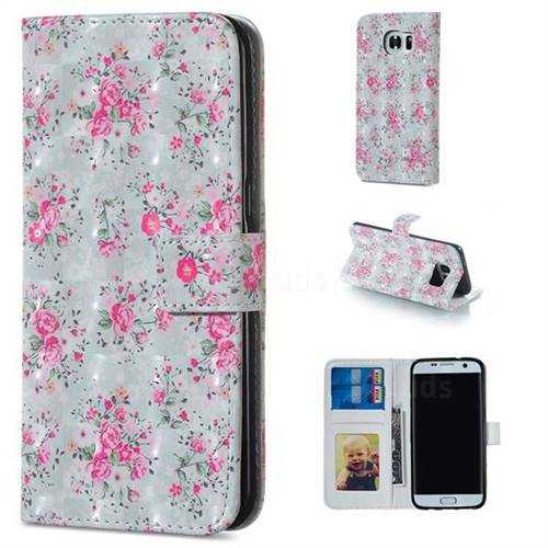 Roses Flower 3D Painted Leather Phone Wallet Case for Samsung Galaxy S6 Edge G925
