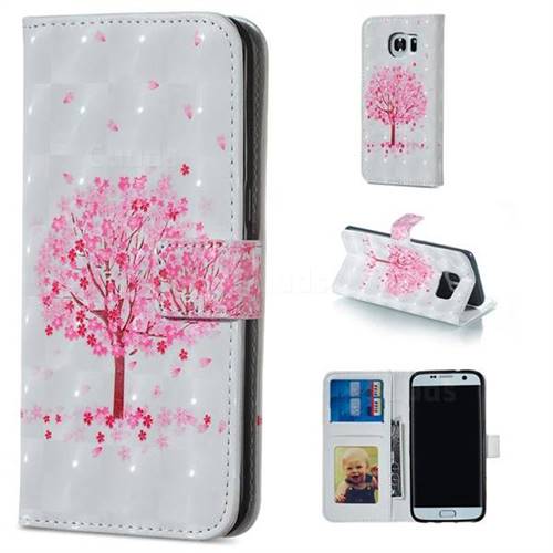 Sakura Flower Tree 3D Painted Leather Phone Wallet Case for Samsung Galaxy S6 Edge G925