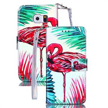 Flamingo Blue Ray Light PU Leather Wallet Case for Samsung Galaxy S6 Edge G925