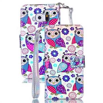 Happy Owl Blue Ray Light PU Leather Wallet Case for Samsung Galaxy S6 Edge G925
