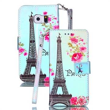Eiffel Tower Blue Ray Light PU Leather Wallet Case for Samsung Galaxy S6 Edge G925