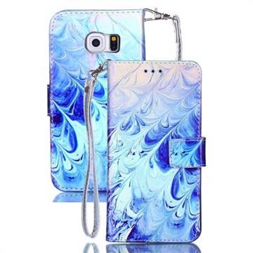 Blue Feather Blue Ray Light PU Leather Wallet Case for Samsung Galaxy S6 Edge G925