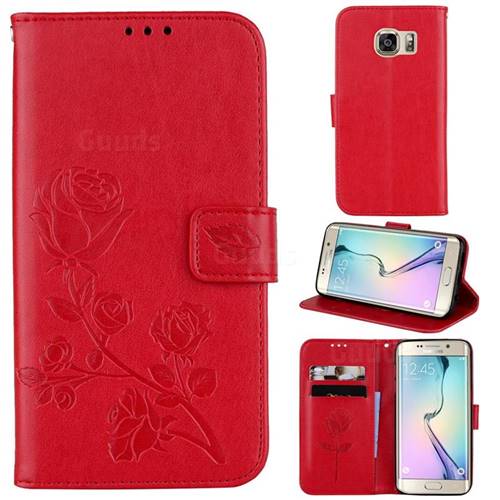 Amazon Samsung Galaxy S6 Edge Plus Flip Case Embossing Rose Flower