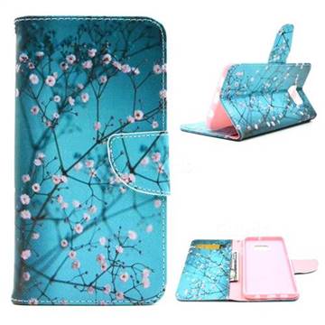 Blue Plum Leather Wallet Case for Samsung Galaxy S6 Edge Plus G928 G928P G928A