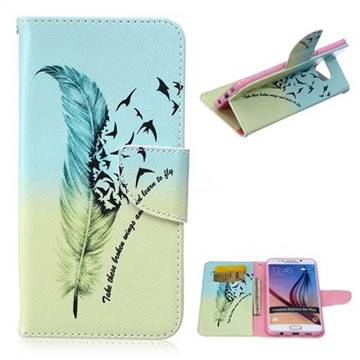 Feather Bird Leather Wallet Case for Samsung Galaxy S6 Edge Plus G928 G928P G928A