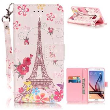 Butterfly Tower 3D Painted Leather Wallet Case for Samsung Galaxy S6 Edge Plus
