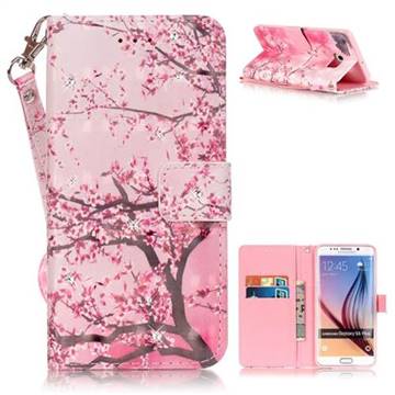 Cherry Tree 3D Painted Leather Wallet Case for Samsung Galaxy S6 Edge Plus