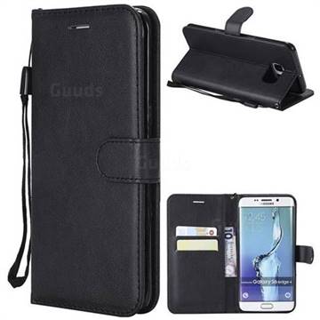 Retro Greek Classic Smooth PU Leather Wallet Phone Case for Samsung Galaxy S6 Edge Plus Edge+ G928 - Black