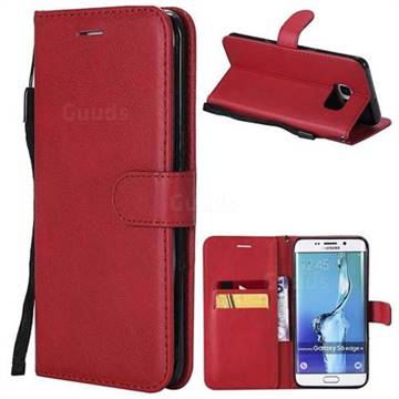 Retro Greek Classic Smooth PU Leather Wallet Phone Case for Samsung Galaxy S6 Edge Plus Edge+ G928 - Red