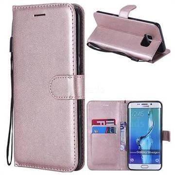 Retro Greek Classic Smooth PU Leather Wallet Phone Case for Samsung Galaxy S6 Edge Plus Edge+ G928 - Rose Gold