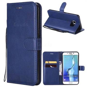 Retro Greek Classic Smooth PU Leather Wallet Phone Case for Samsung Galaxy S6 Edge Plus Edge+ G928 - Blue