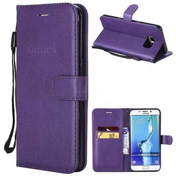 Retro Greek Classic Smooth PU Leather Wallet Phone Case for Samsung Galaxy S6 Edge Plus Edge+ G928 - Purple