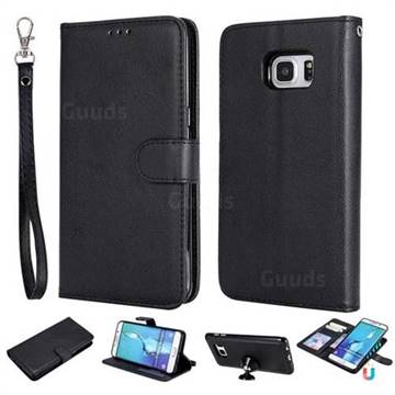Retro Greek Detachable Magnetic PU Leather Wallet Phone Case for Samsung Galaxy S6 Edge Plus Edge+ G928 - Black