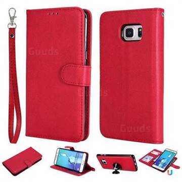 Retro Greek Detachable Magnetic PU Leather Wallet Phone Case for Samsung Galaxy S6 Edge Plus Edge+ G928 - Red