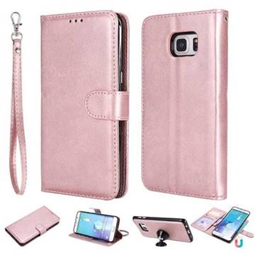 Retro Greek Detachable Magnetic PU Leather Wallet Phone Case for Samsung Galaxy S6 Edge Plus Edge+ G928 - Rose Gold